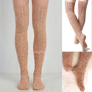 Anthropologie Peony & Moss Thigh High Boot Socks Over Knee OTK Cable Knit Warm